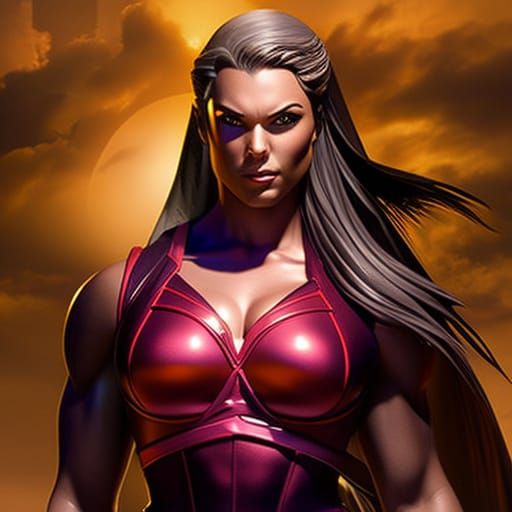 Attractive Bodybuilder Portrait in Anime Comic Art Style