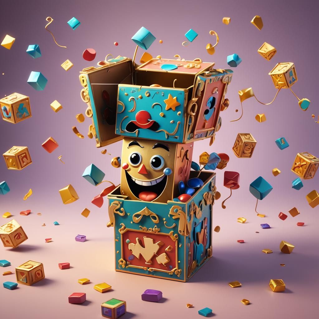 Cheerful Jack-in-the-Box Reveal in 3D Game Style
