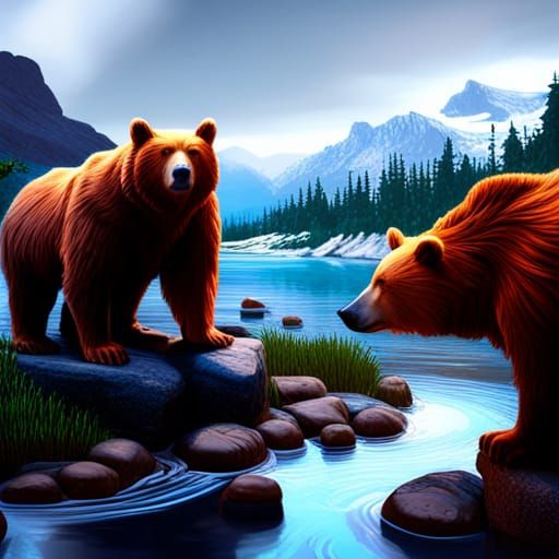 Fantastical Bears in Detailed Matte Painting