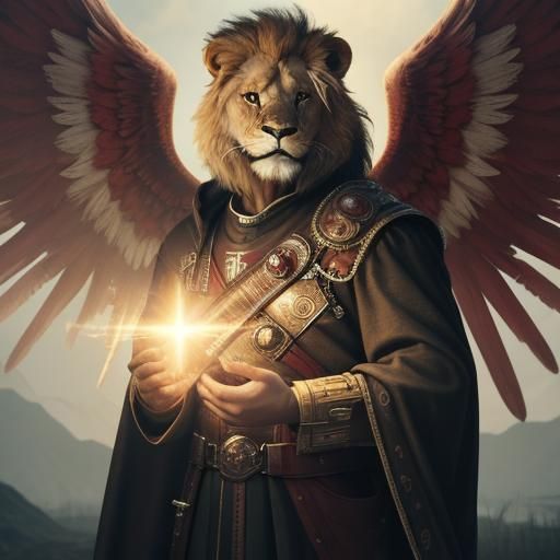 Angelic Lion with Heart Birthmark: Cinematic Film Still