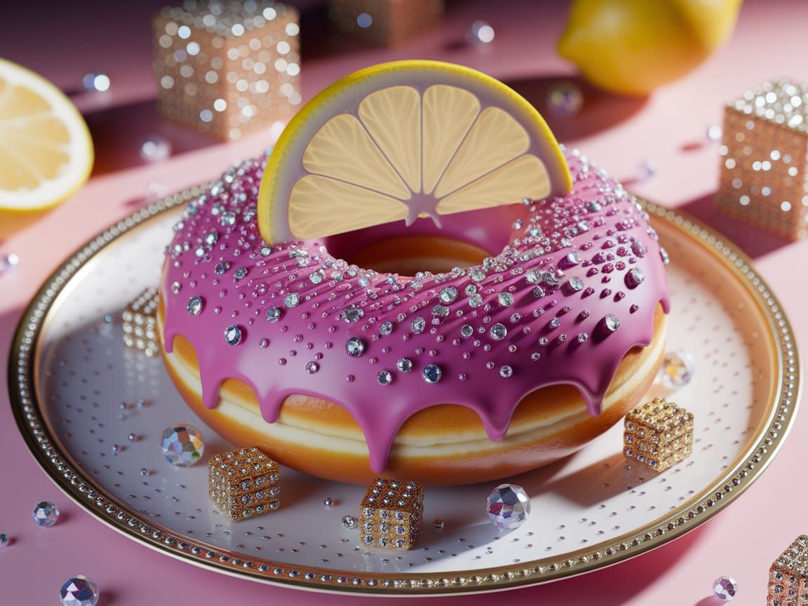 Glamorous Donut in Hyper-Realistic Style