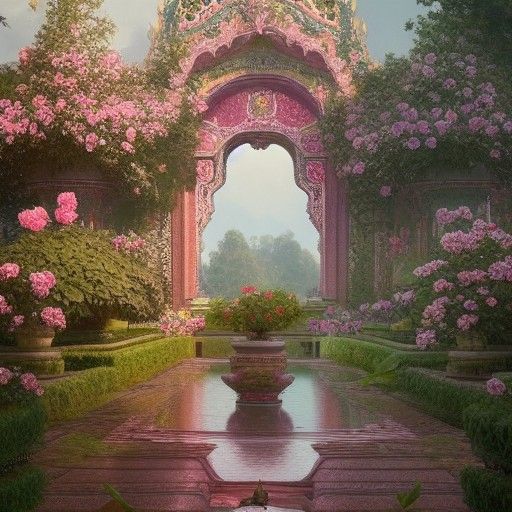 Thailand Rose Garden at Grand Palace: Hyperdetailed Art