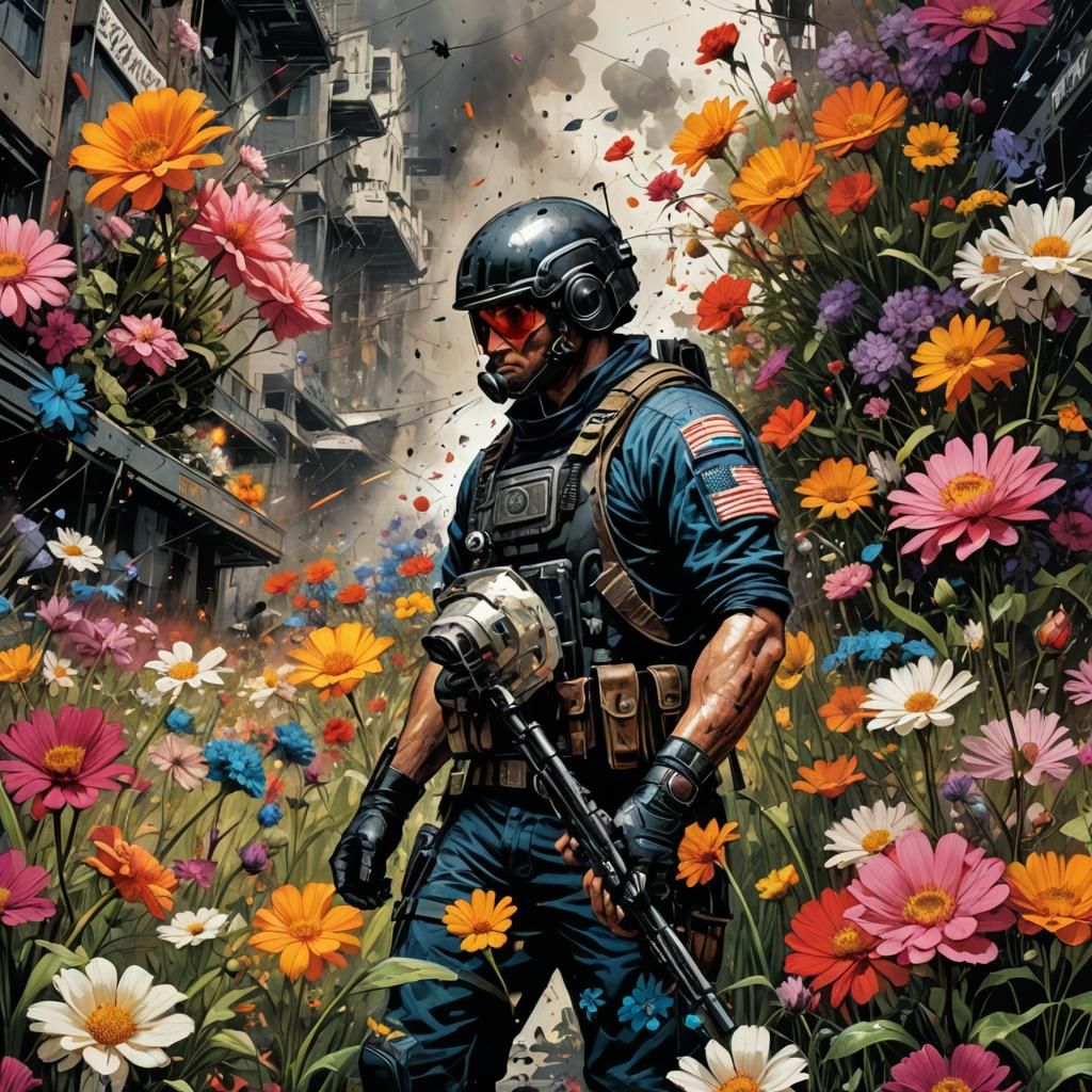 Explosive Colorful Flowers in Maximalist Comic Art