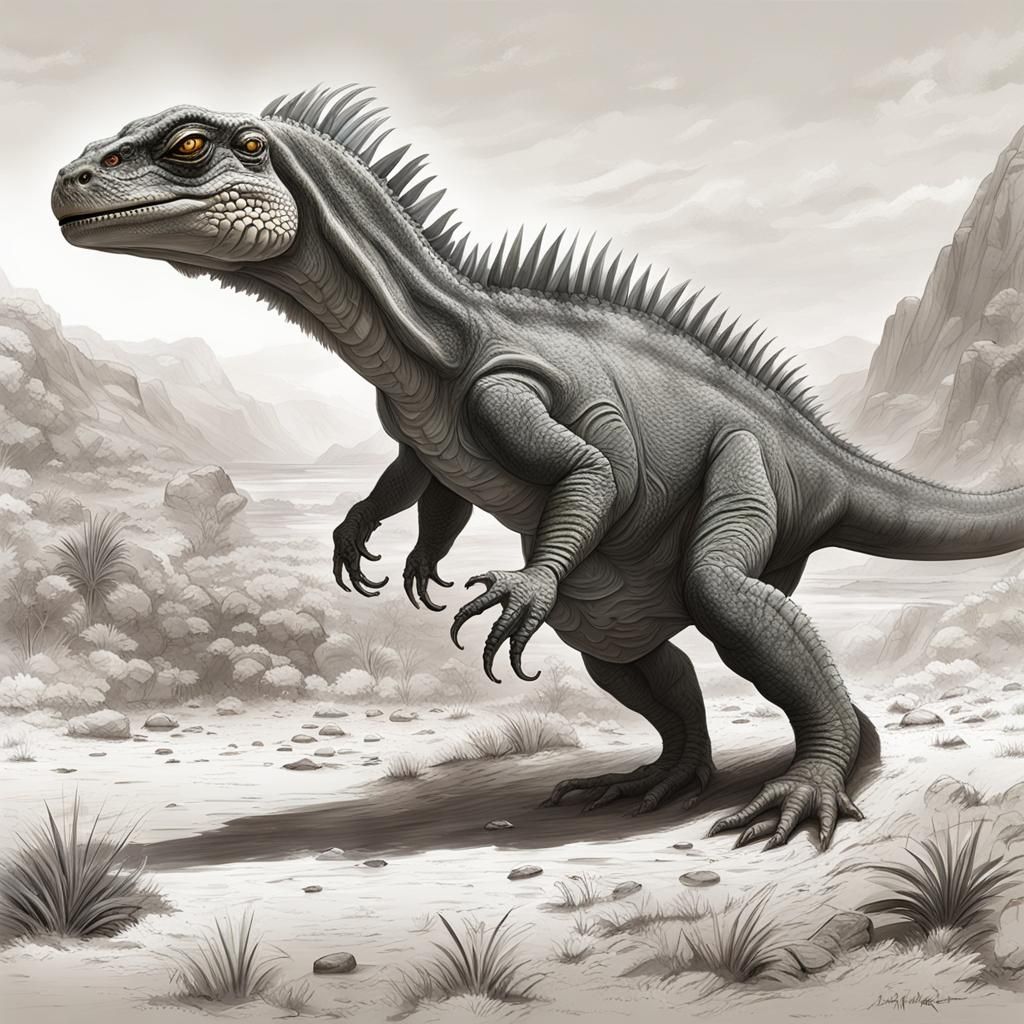 Exoplanet with Iguana Alien Lifeforms: Concept Art