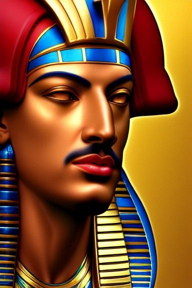 Egyptian God Aten Portrait in Art Nouveau Style