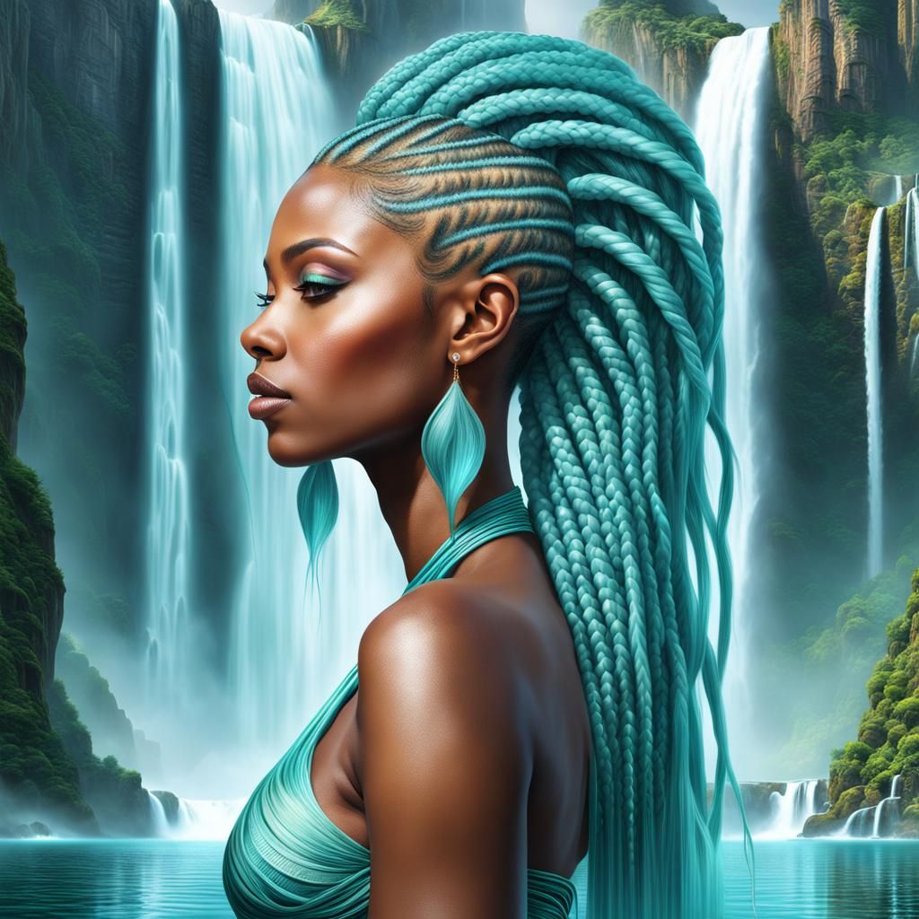 Waterfall Woman: Psychedelic Brain City Art