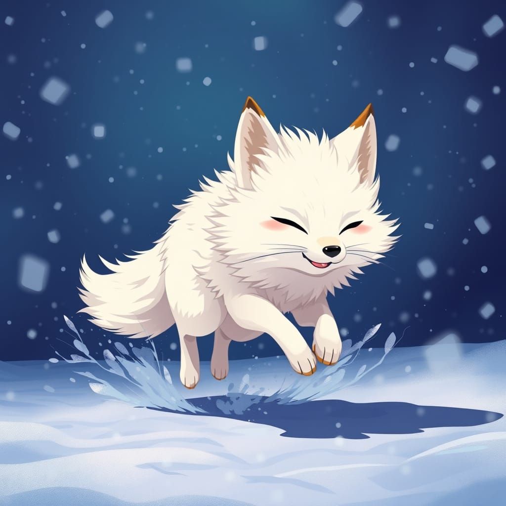 White Fox Struggles Through Intense Snowstorm in Studio Trig...