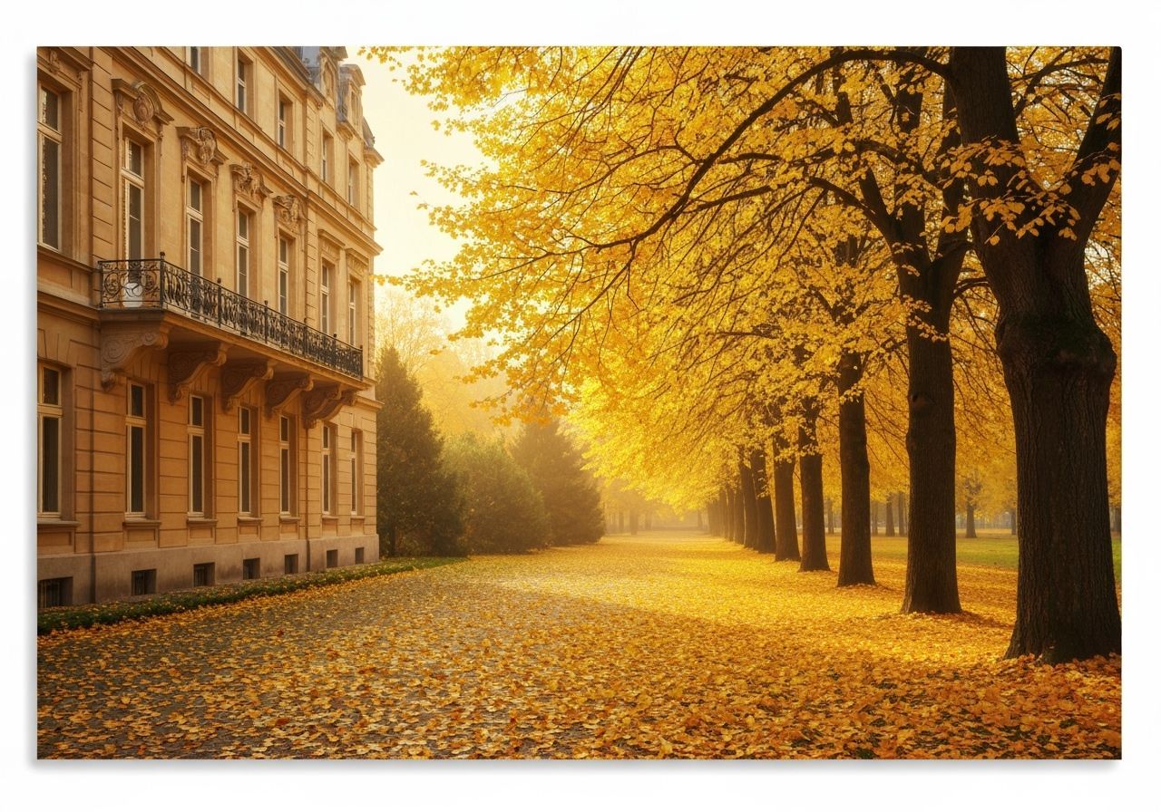 Impressionistic Ornate Building in Autumn Landscape