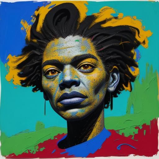 Woman and Mastiff Hiking: Pop Surrealist Impasto Oil