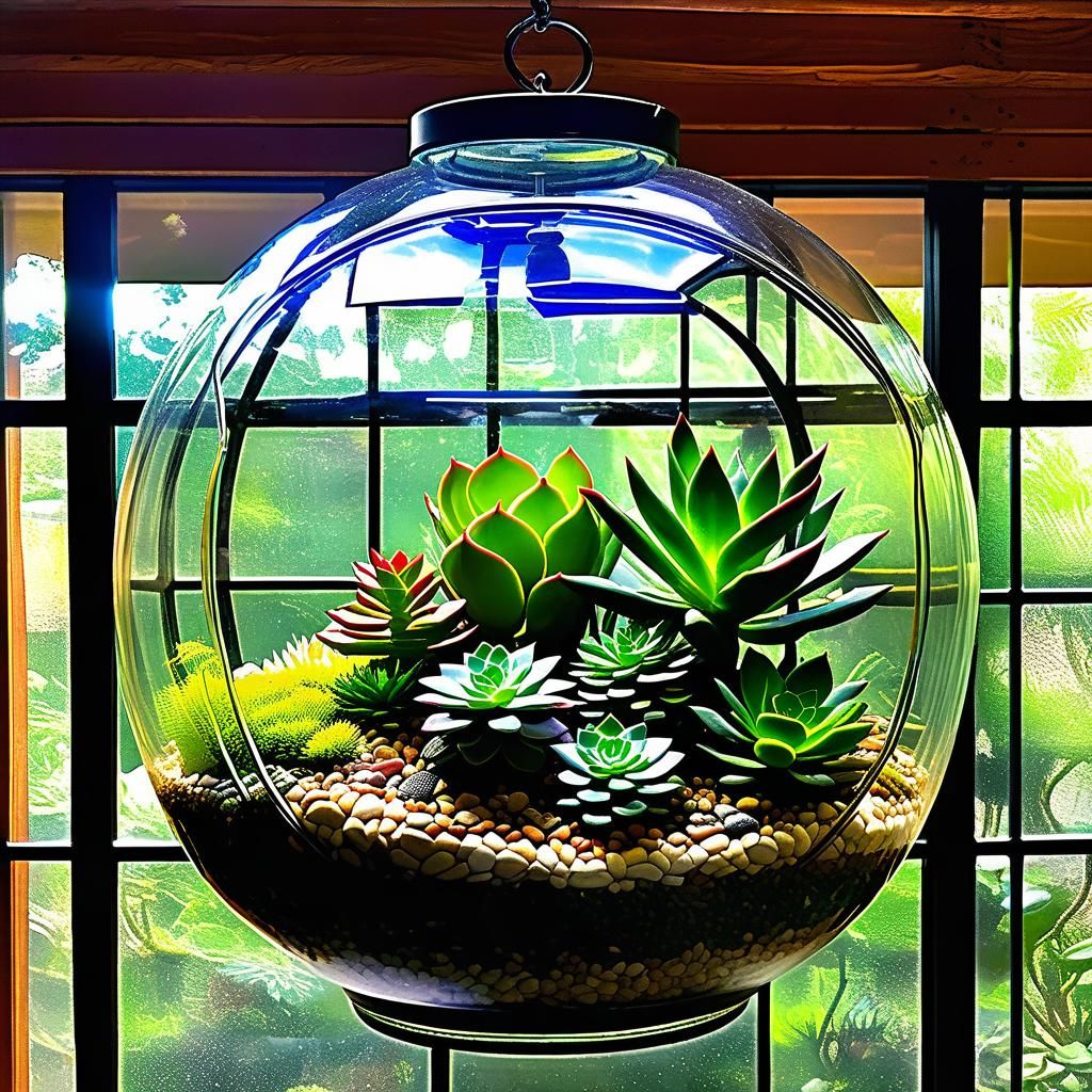 Giant Sunlight Terrarium with Succulents