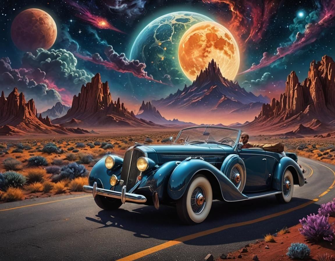 Alien Road Trip: Digital Art in WLOP Style