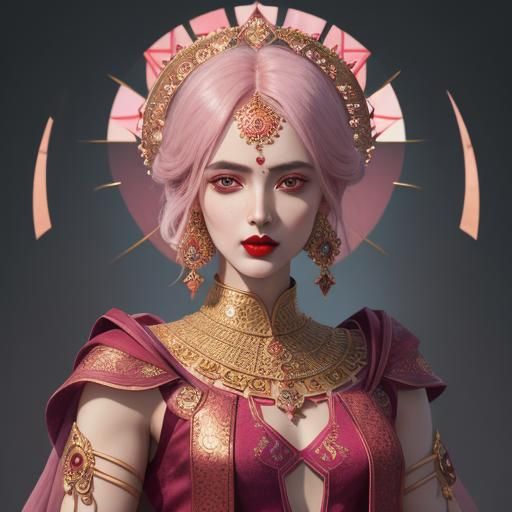 Stunning Indian Woman with Hourglass Figure, Digital Art