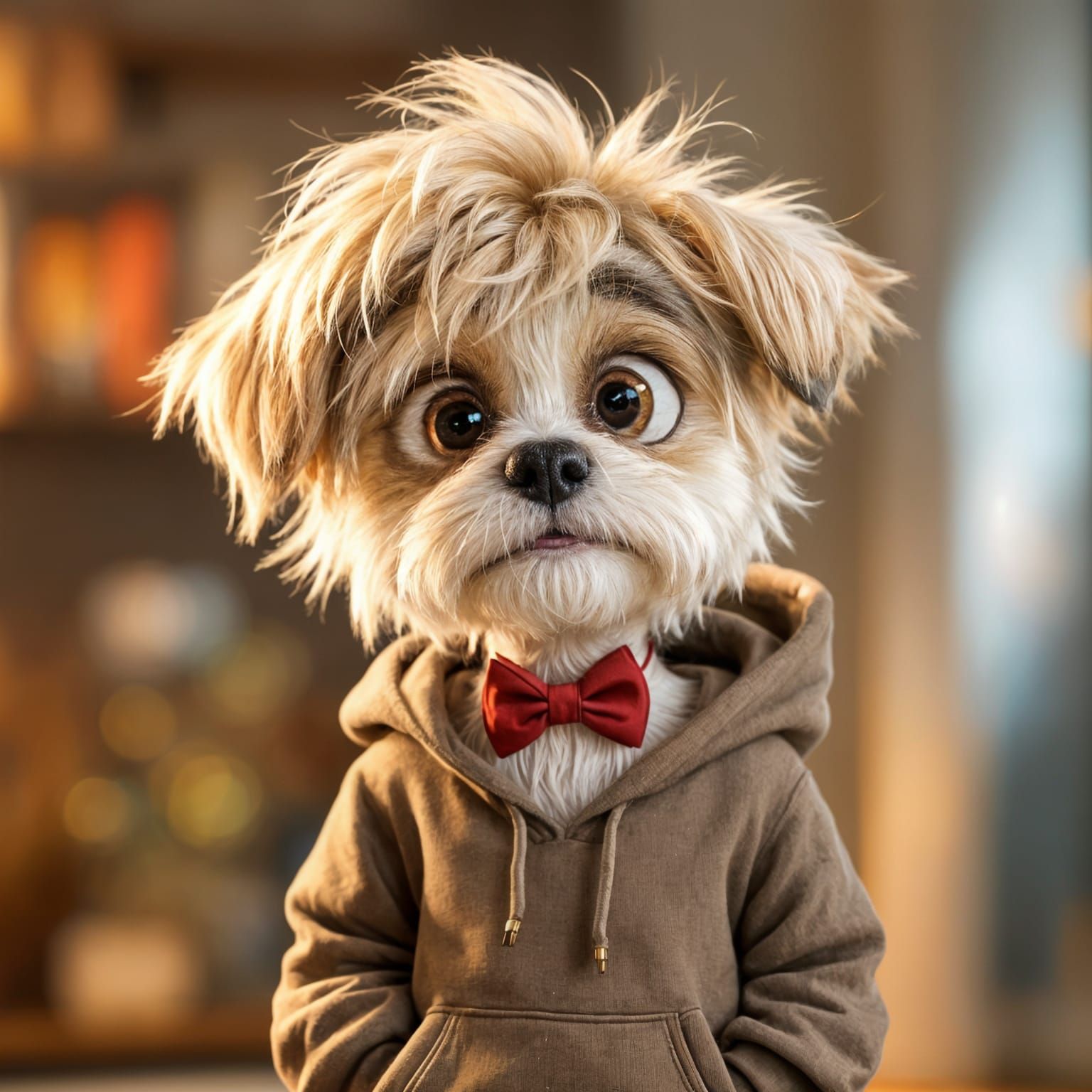 Lovable Young Man with Messy Hair and Red Bowtie