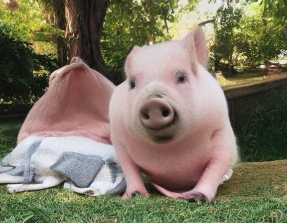 Pig Rejects Foreign Goods in a Whimsical Scene