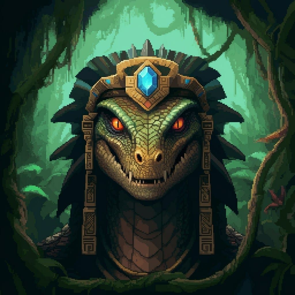 Reptilian Alien in 8-bit Pixel Art Style