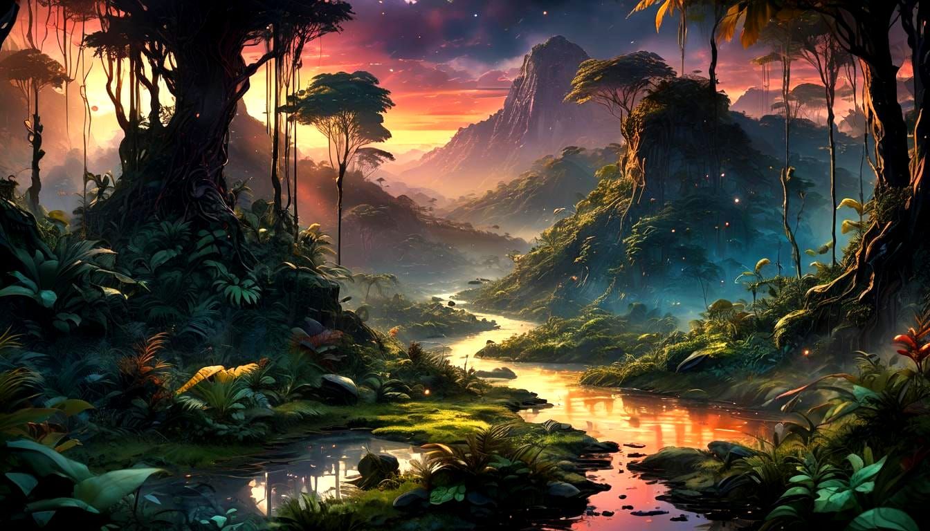 Jungle with mountains