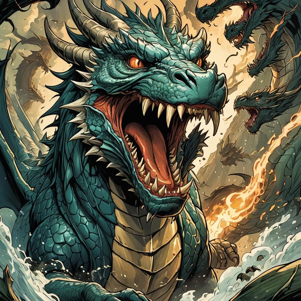Roaring Dragon Comic Book Art