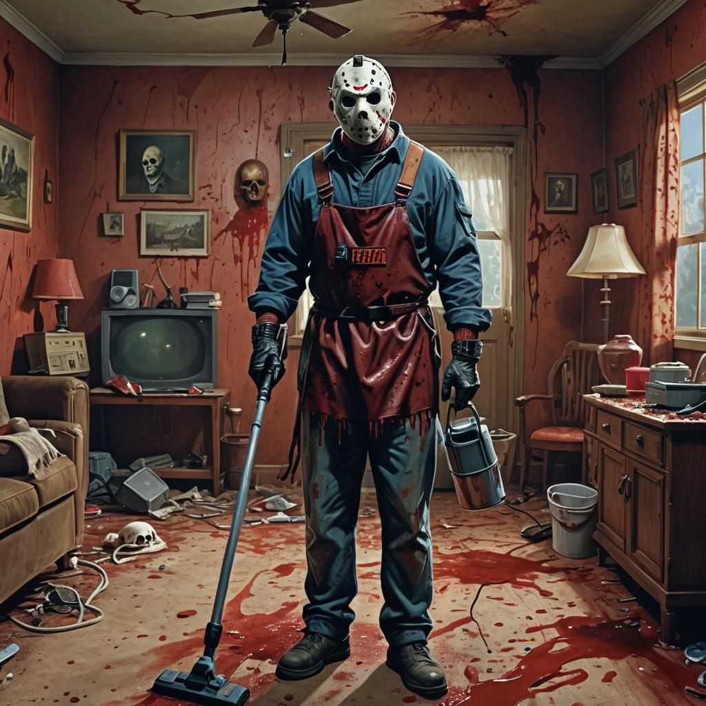 Jason Voorhees Does Housework in Eerie Fantasy Art