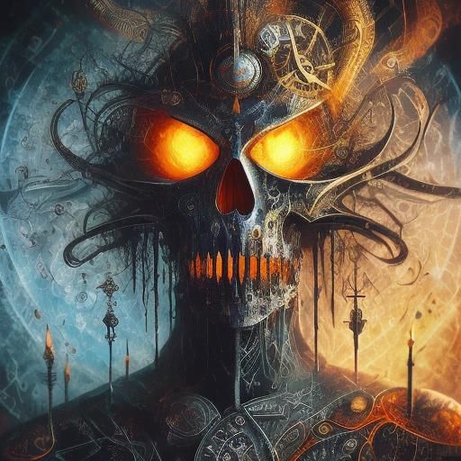 Stingy Jack Horror in Mixed Media Illustration