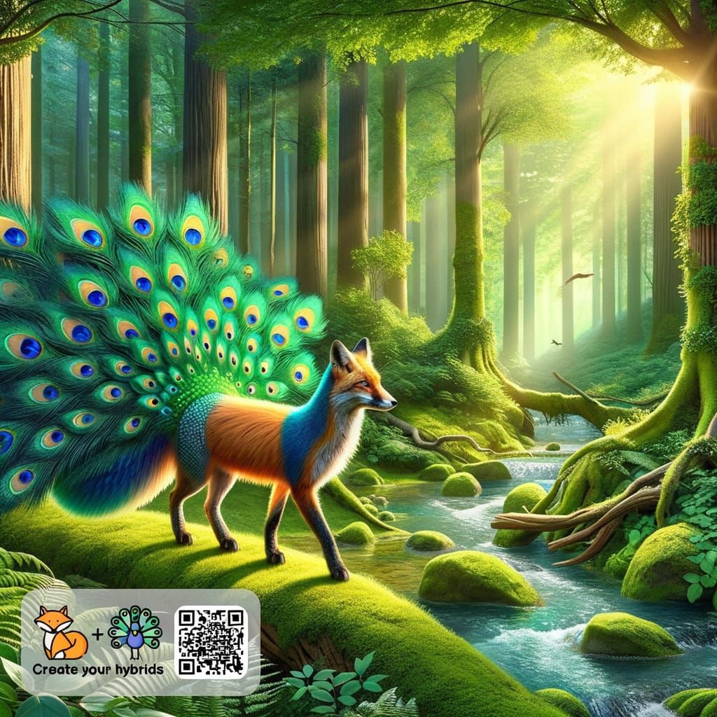 Peacock and Fox Hybrid Creature Fusion