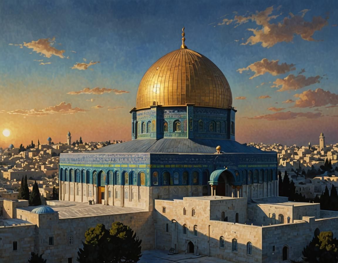 Dome of the Rock: Art Nouveau Digital Painting