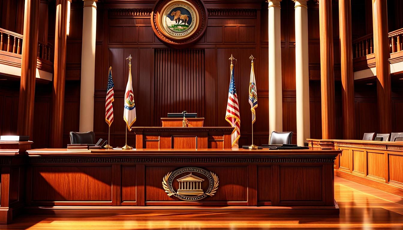 Empty Witness Stand in Anime Concept Art Style