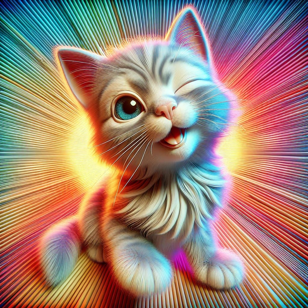 Delightful Kitten Winks: 3D Digital Art