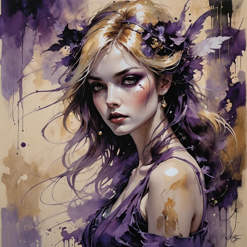 Laughing Girl in Overcrowded City Street Painting