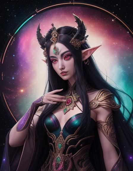 Jade Elf Radiates Neon Beauty in Blacklight Poster