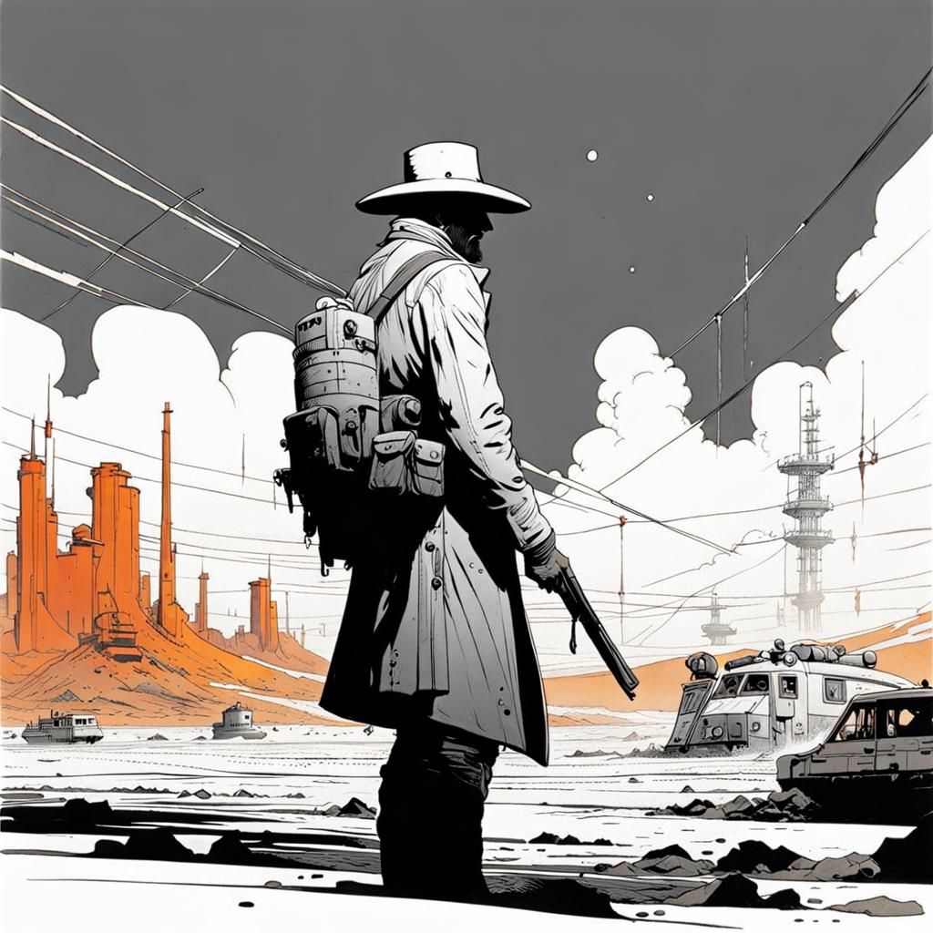 Gritty Whimsical Line Art Character Concept