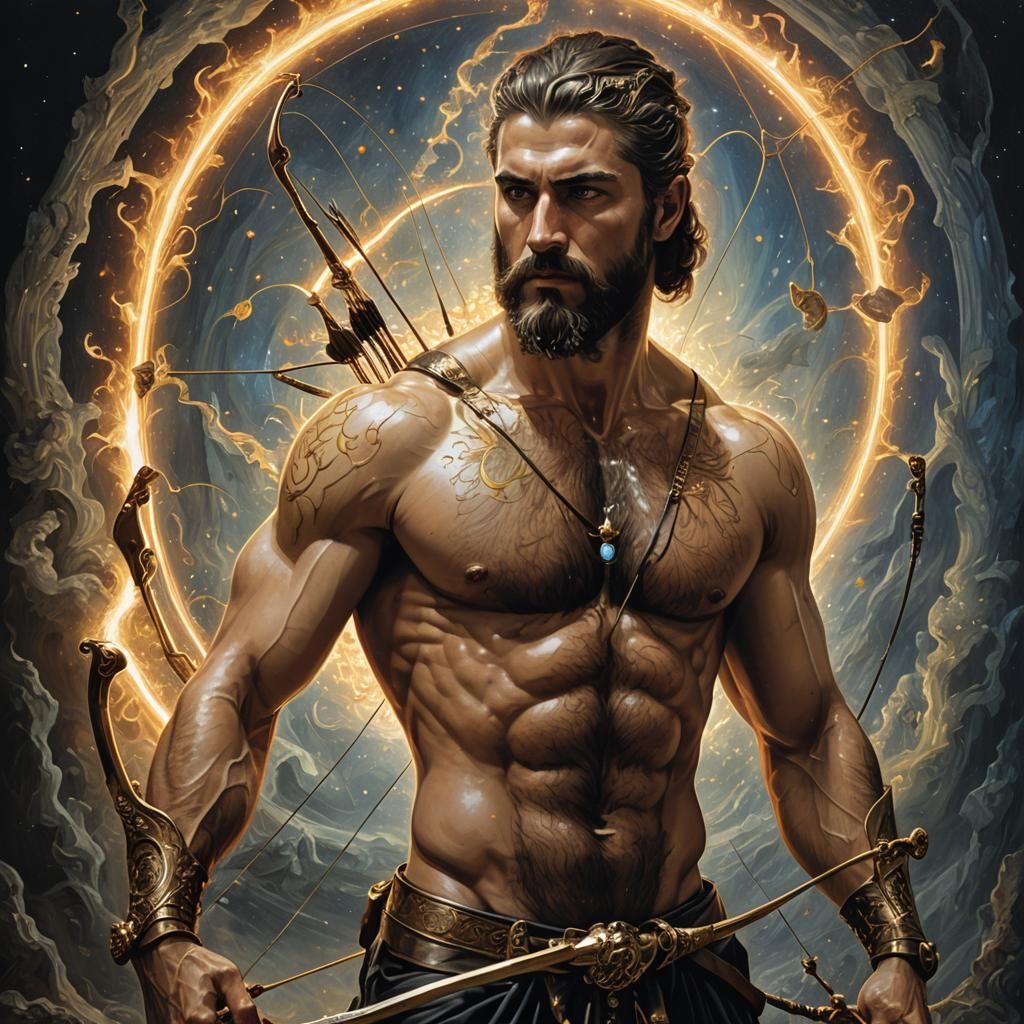 Shirtless Archer in Film Noir Style