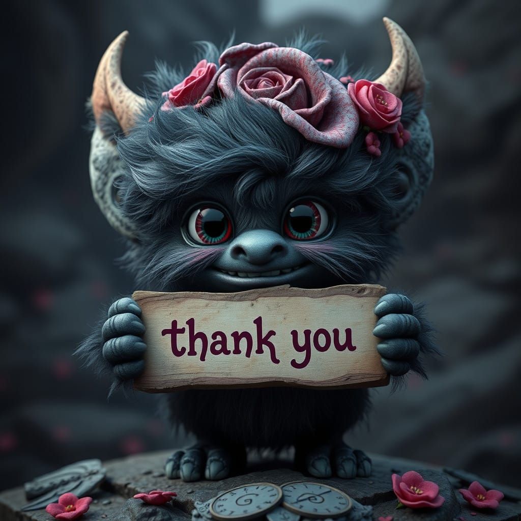 Fantastical Rock Troll Creature with Gratitude
