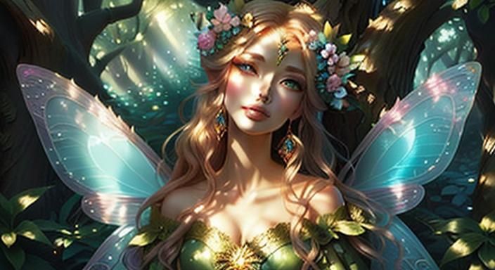 Enchanting Fairy Queen Portrait in Ethereal Style