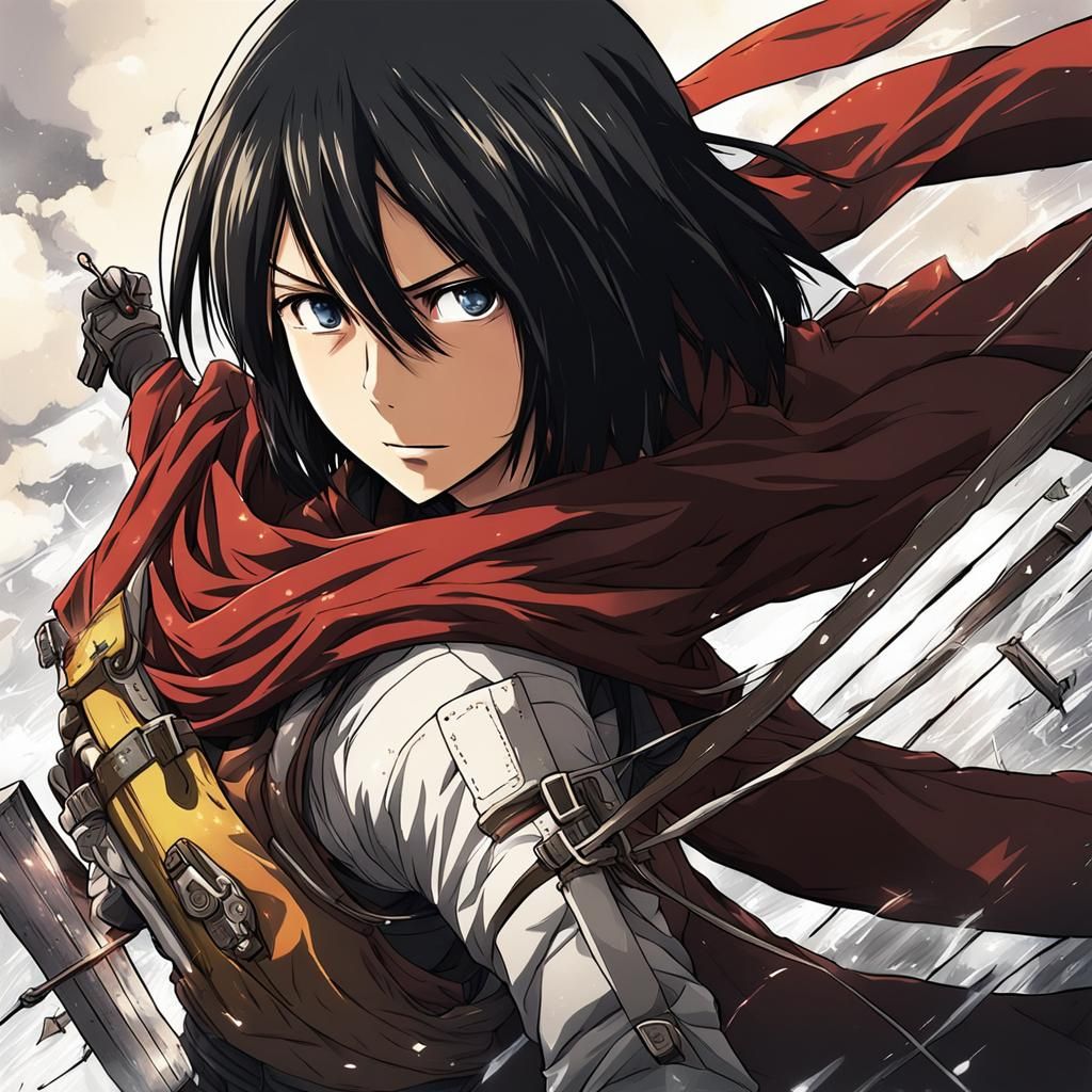 Mikasa Ackerman Anime Key Visual Art