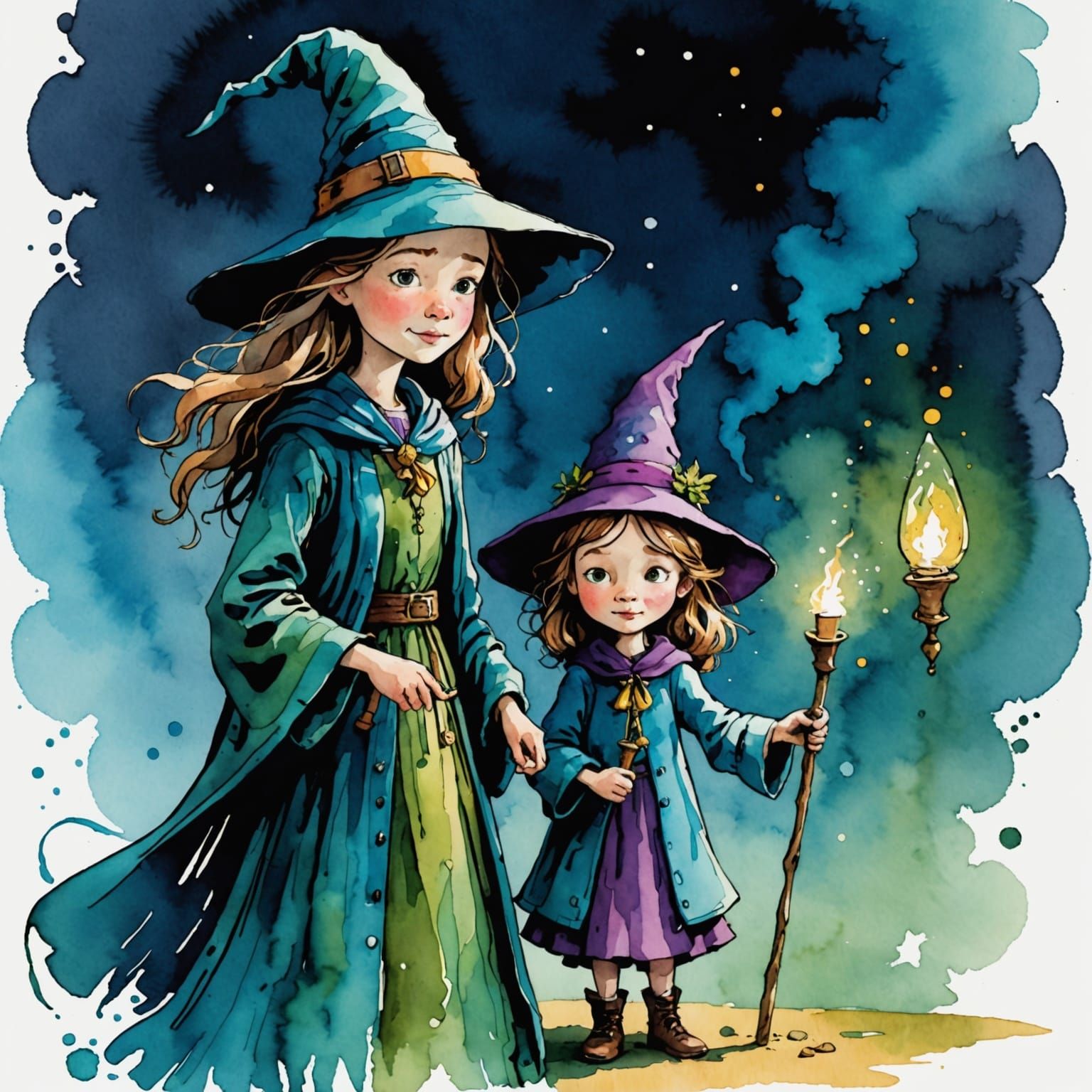 Girl Wizard in Chiaroscuro Style