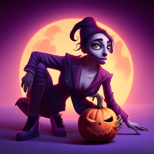 Punk Pumpkin in 'Nightmare' Style: 3D Digital Art