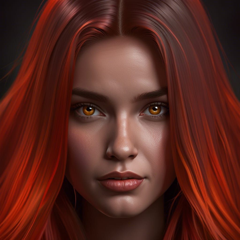 Hyperrealistic Portrait of a Girl with Orange Hair