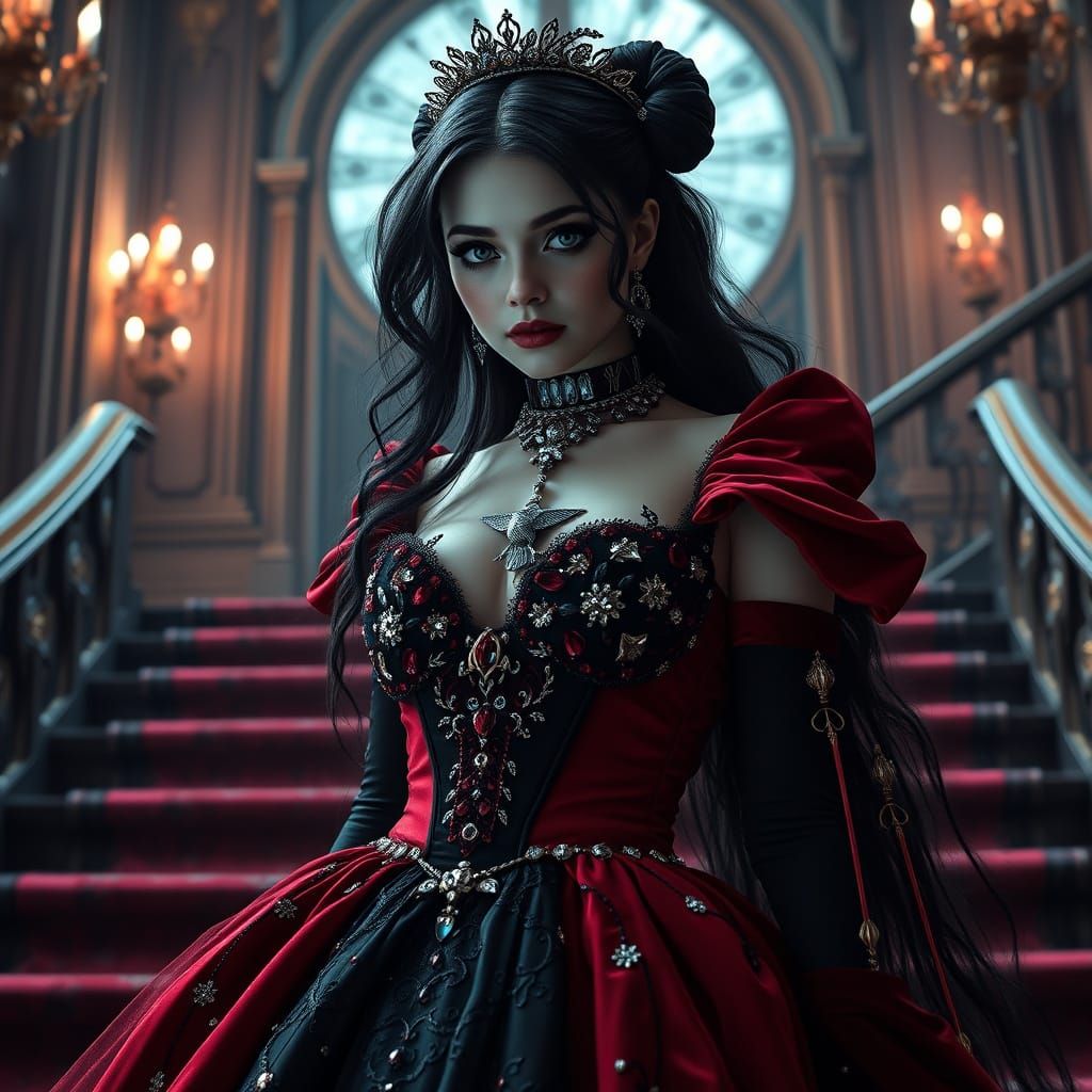 Regal Gothic Princess in Victorian Gown