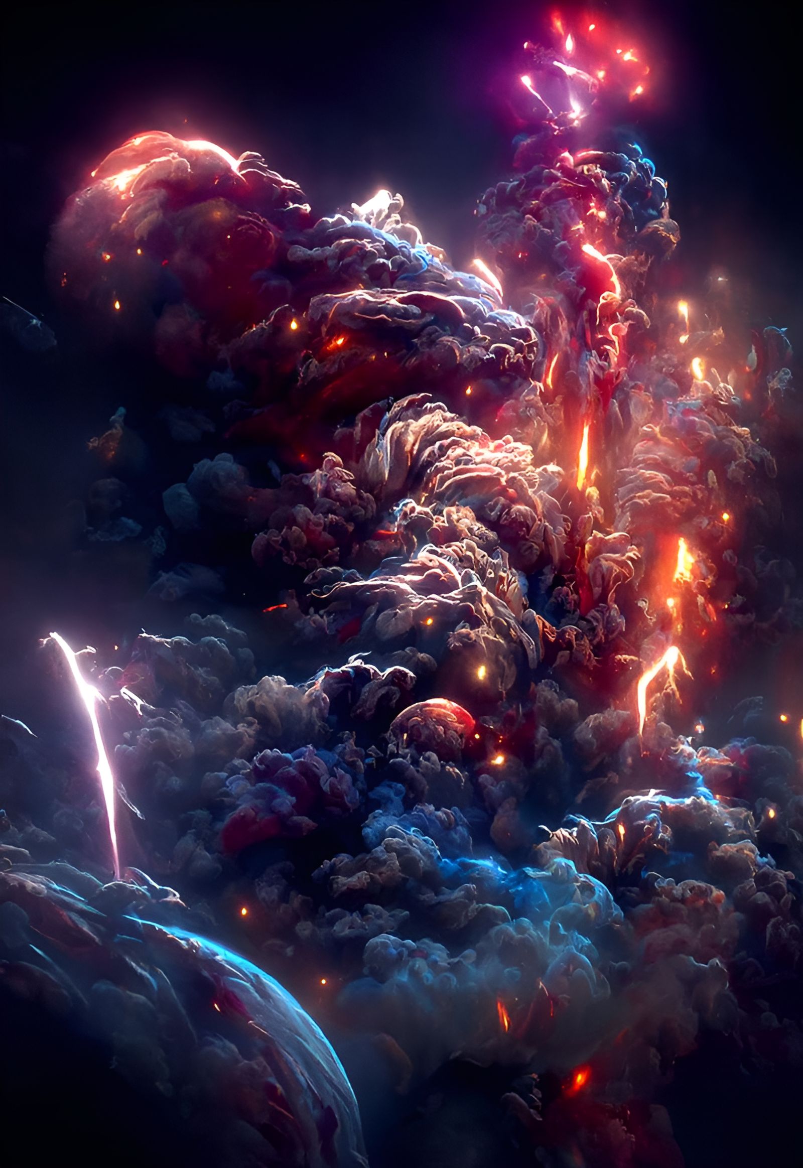 Spectacular Space Clouds of Fire and Lightning