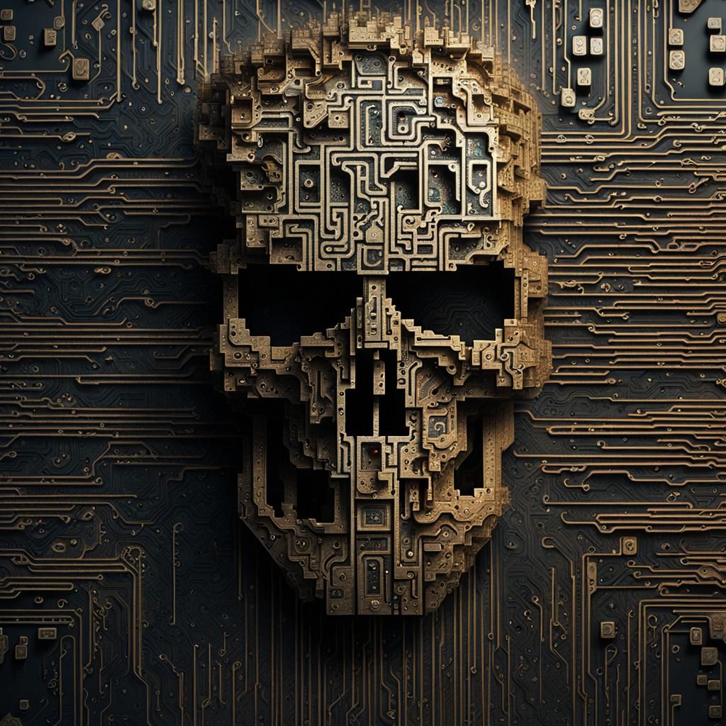 Hyperdetailed Face Made of Computer and Cards