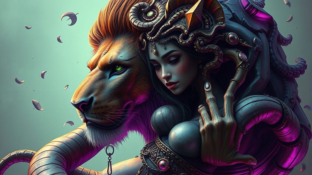 Cyberpunk Goddess Meets Savage Beast in Grotesquecore Fusion