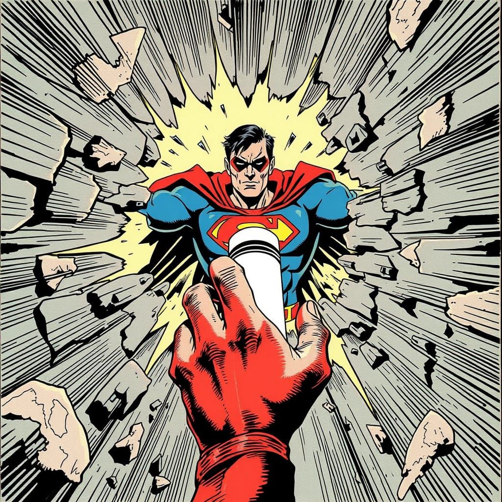 Superhero Breaks Fourth Wall in Comic Book Art