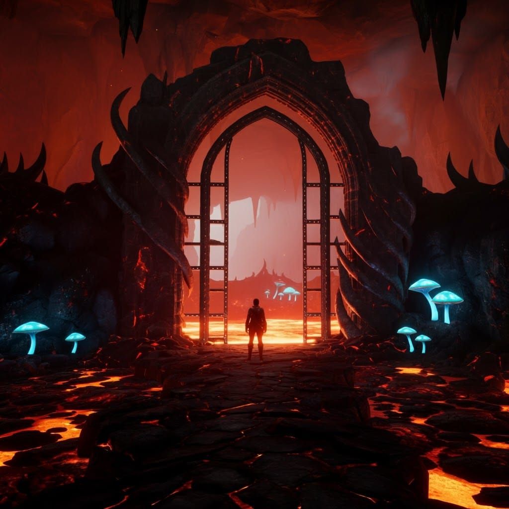 Lava Dungeon Entrance in Fantasy Style