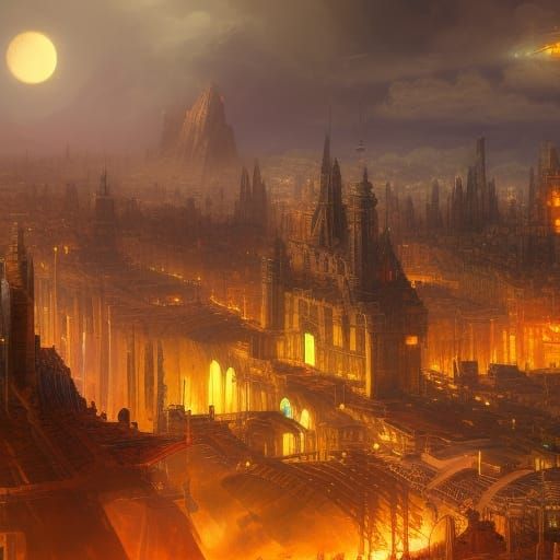 Night Airport: Detailed Matte Painting in Deep Color