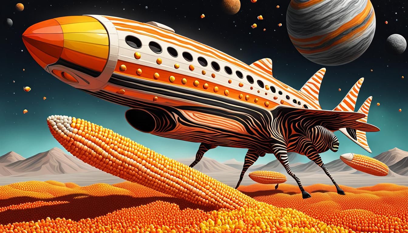 Abstract Candy Corn Zebra Spaceship Art
