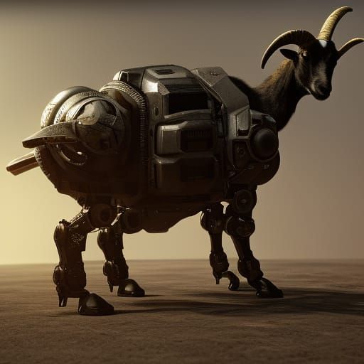 Futuristic Sci-Fi Goat with Intricate Mech Details