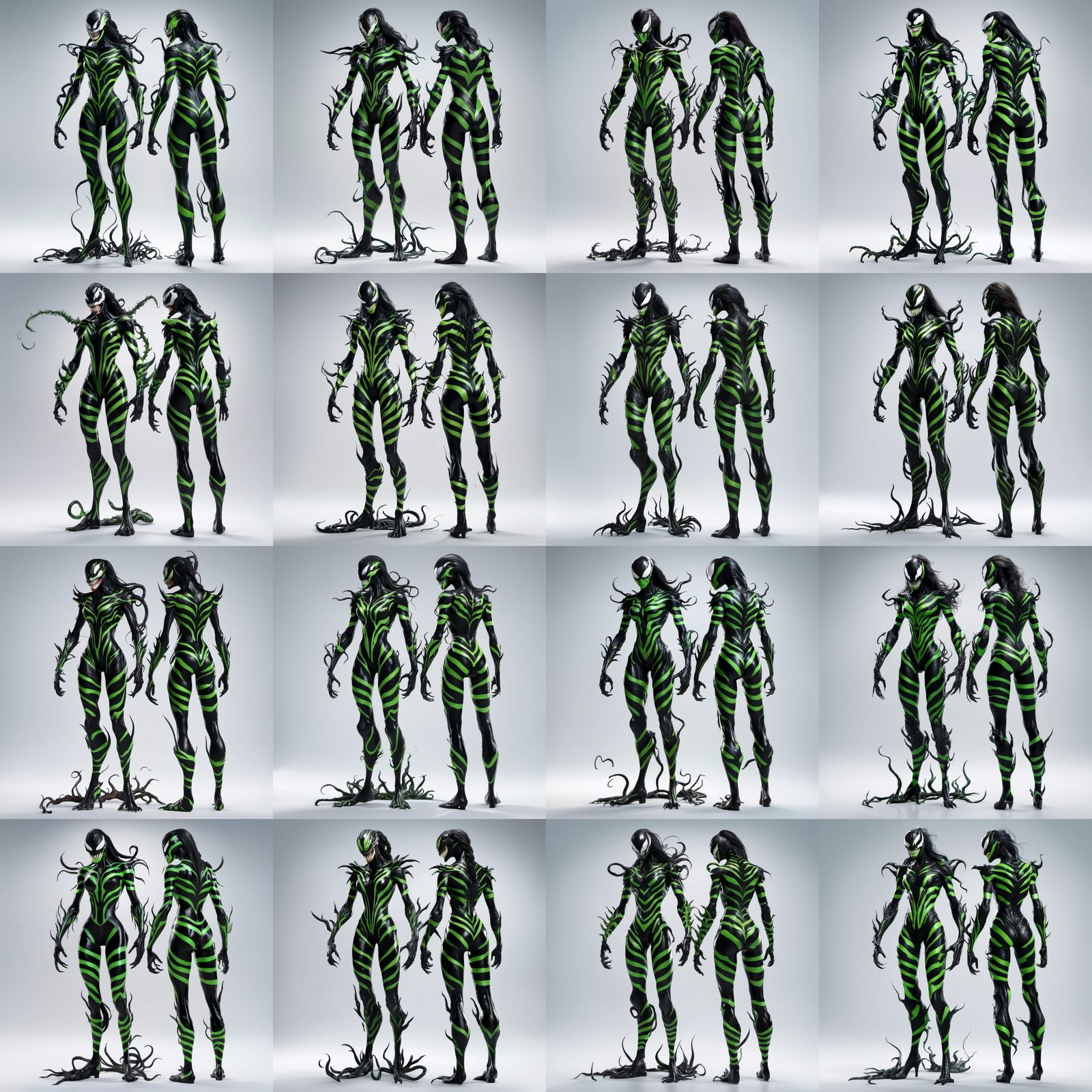 Female Venom with Black and Green Stripes