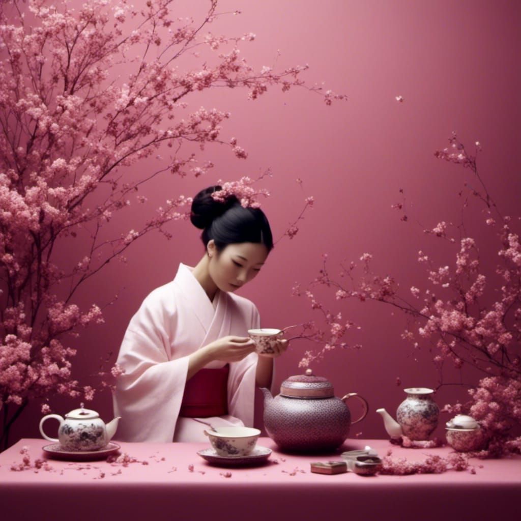 Japanese Tea Ceremony with Whimsical Elements
