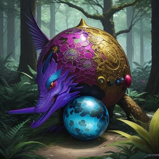 Poké Ball in a Surrealist Forest Concept Art