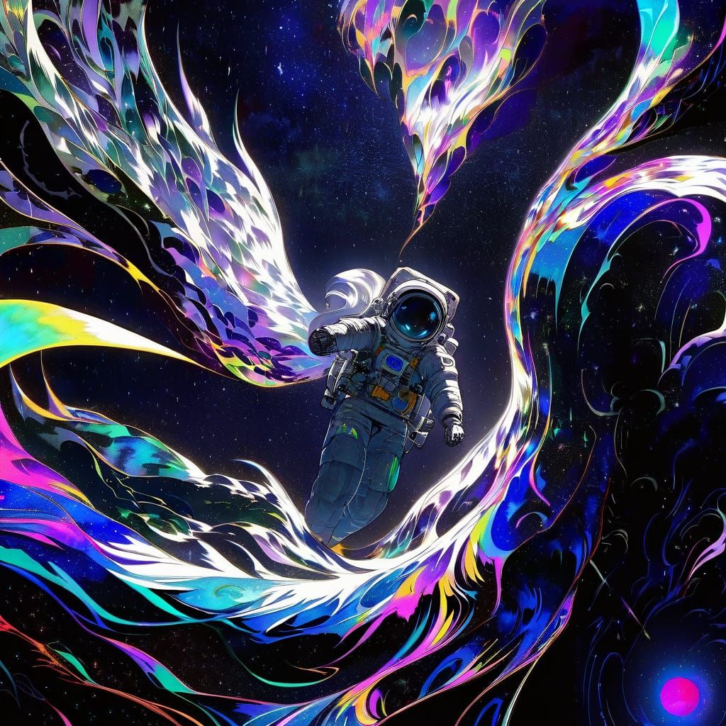 Anime Astronaut Lost in Cosmic Wonder